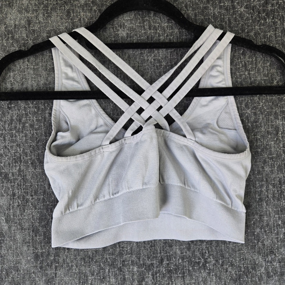 AK Sports Bra Razorback Double Strap Women Sz M Grey Strappy Back Activewear Gym - Picture 3 of 5